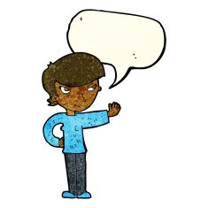 cartoon woman waving with speech bubble N109