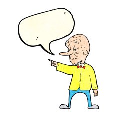 cartoon old man pointing with speech bubble N4