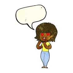 cartoon woman in love with speech bubble N3
