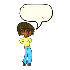 cartoon woman whistling with speech bubble N3