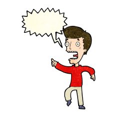 cartoon terrified man with speech bubble N72