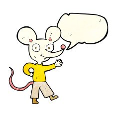 cartoon waving mouse with speech bubble N3
