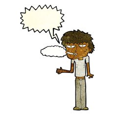 cartoon smoker with speech bubble N4
