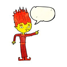 fire spirit cartoon with speech bubble N3