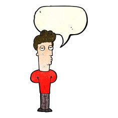 cartoon bored man with speech bubble N16