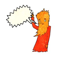 cartoon fire spirit with speech bubble N4