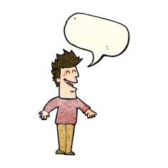 cartoon happy man with speech bubble N142