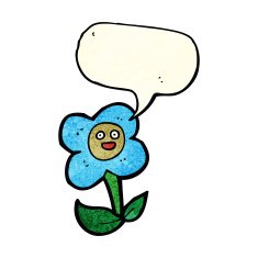 cartoon flower with face speech bubble N9