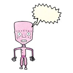 funny cartoon robot with speech bubble N20