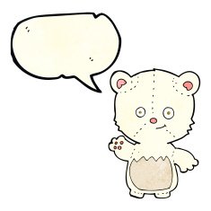 cartoon polar bear cub waving with speech bubble N4