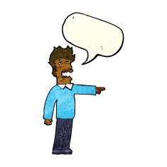cartoon man accusing with speech bubble N7