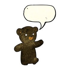 cartoon black bear cub with speech bubble N21