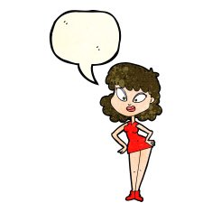 cartoon woman with hands on hips speech bubble N71