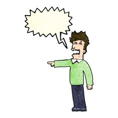 cartoon man accusing with speech bubble N8