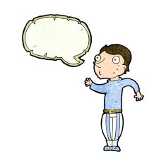 cartoon man in loud clothes with speech bubble N4