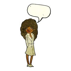 cartoon female spy with speech bubble N8
