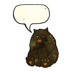 cartoon unhappy black bear with speech bubble N2