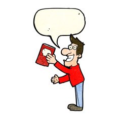 cartoon man with book speech bubble N4