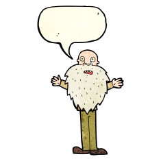 cartoon bearded old man with speech bubble N14