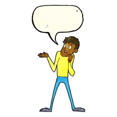 cartoon nervous man with speech bubble N45