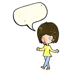 cartoon confused woman with speech bubble N28