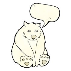 cartoon unhappy polar bear with speech bubble N4