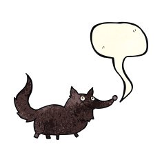 cartoon little dog with speech bubble N7