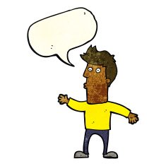 cartoon surprised man with speech bubble N41
