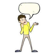 cartoon nervous man with speech bubble N46