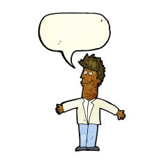 cartoon happy man with speech bubble N144