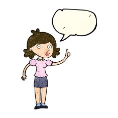 cartoon woman with idea speech bubble N89