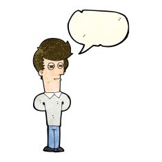 cartoon jaded man with speech bubble N6