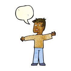 cartoon surprised man with speech bubble N42