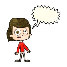cartoon worried boy with speech bubble N12