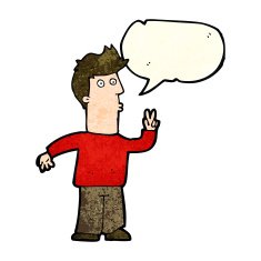 cartoon man signaling with hand speech bubble N2