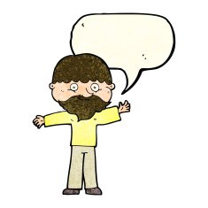 cartoon happy man with beard speech bubble N14
