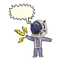 cartoon astronaut with speech bubble N42