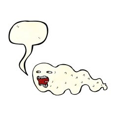 cartoon ghost with speech bubble N8