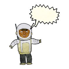 cartoon astronaut with speech bubble N43