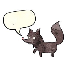 cartoon wolf cub with speech bubble N3