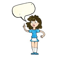 cartoon worried maid with speech bubble N4