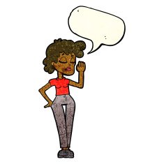 cartoon woman ignoring with speech bubble N6