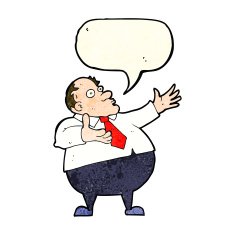 cartoon exasperated middle aged man with speech bubble N4