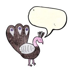 cartoon peacock with speech bubble N2