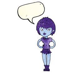 cartoon pretty vampire girl with speech bubble N12