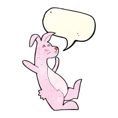 cartoon pink bunny with speech bubble N2