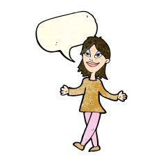 cartoon woman with no worries speech bubble N14