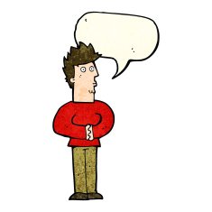 cartoon nervous man with speech bubble N47