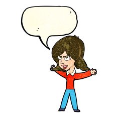 cartoon woman gesturing with speech bubble N11