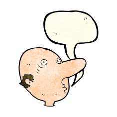 cartoon balding man with speech bubble N6